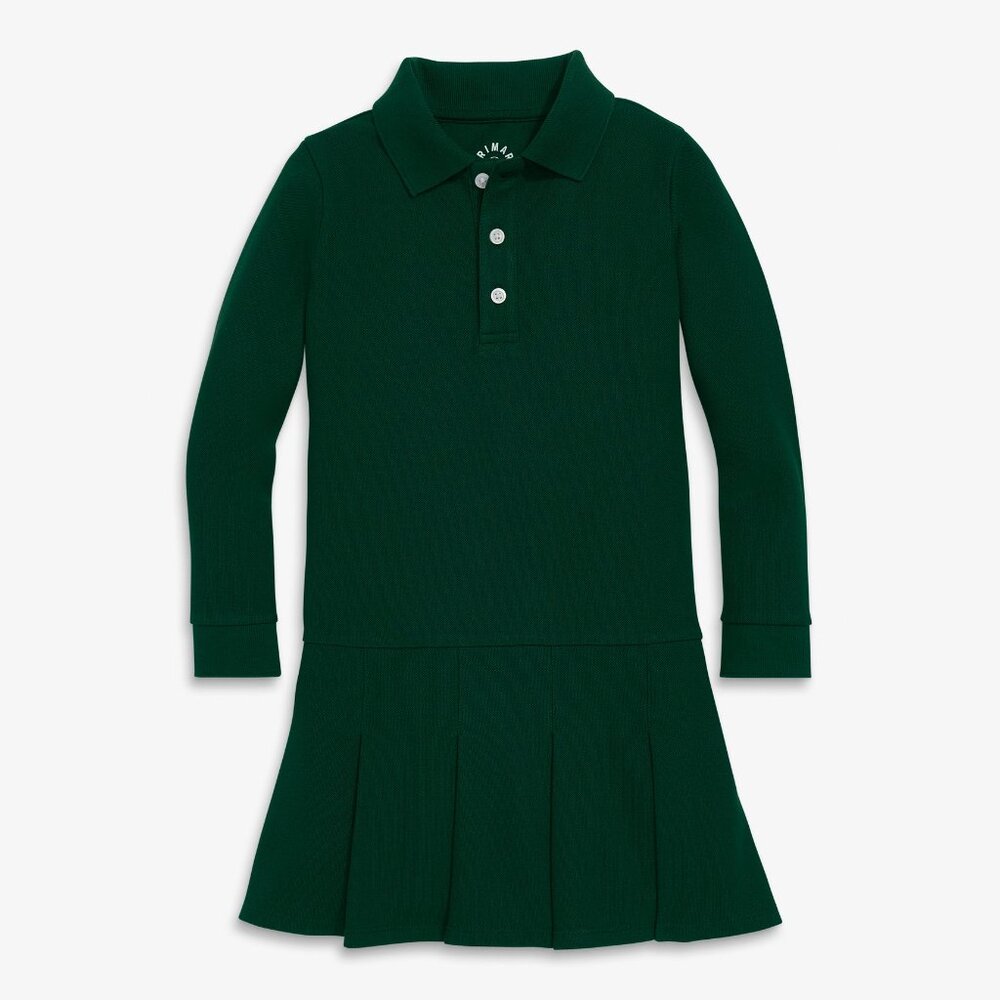 Primary Kids long sleeve pique polo dress  Color Ivy Size 10 EUC